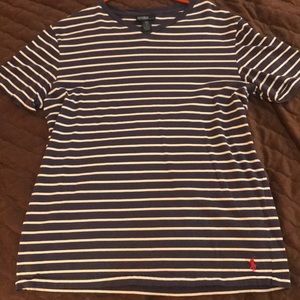 Polo blue striped v-neck